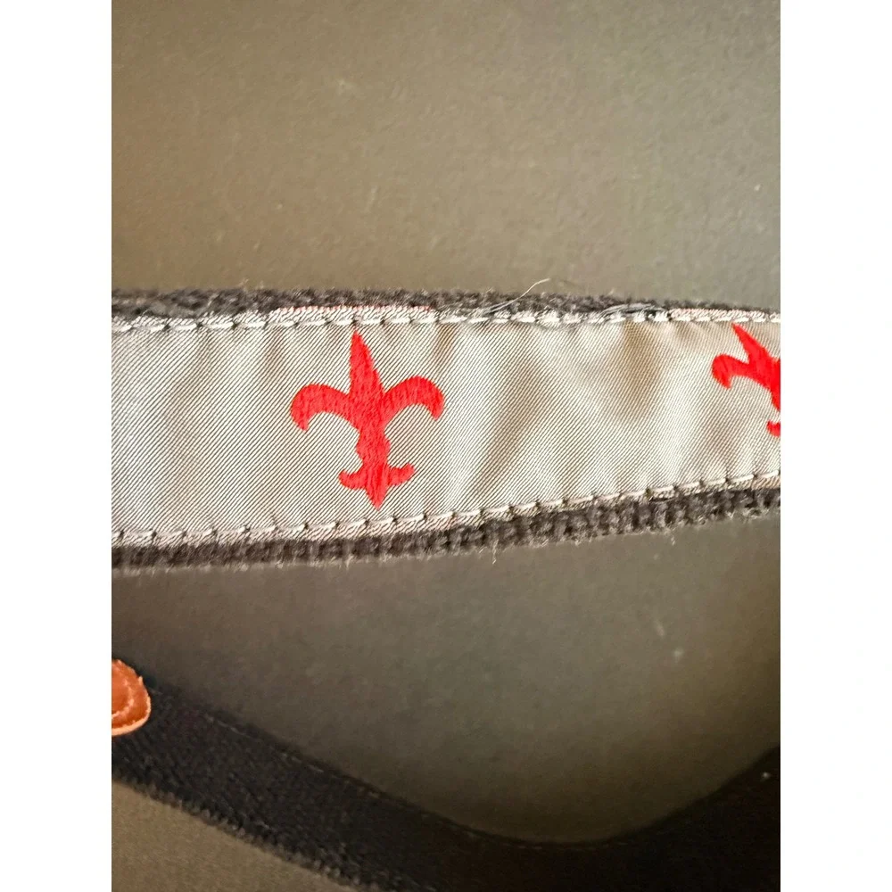 Leather Man Ltd Fleur De Lis Ribbon Belt Grey Canvas Brass Buckle Boys Size 30